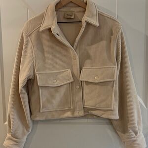 Elie Tahari Cream Corduroy Boxy Crop Jacket
